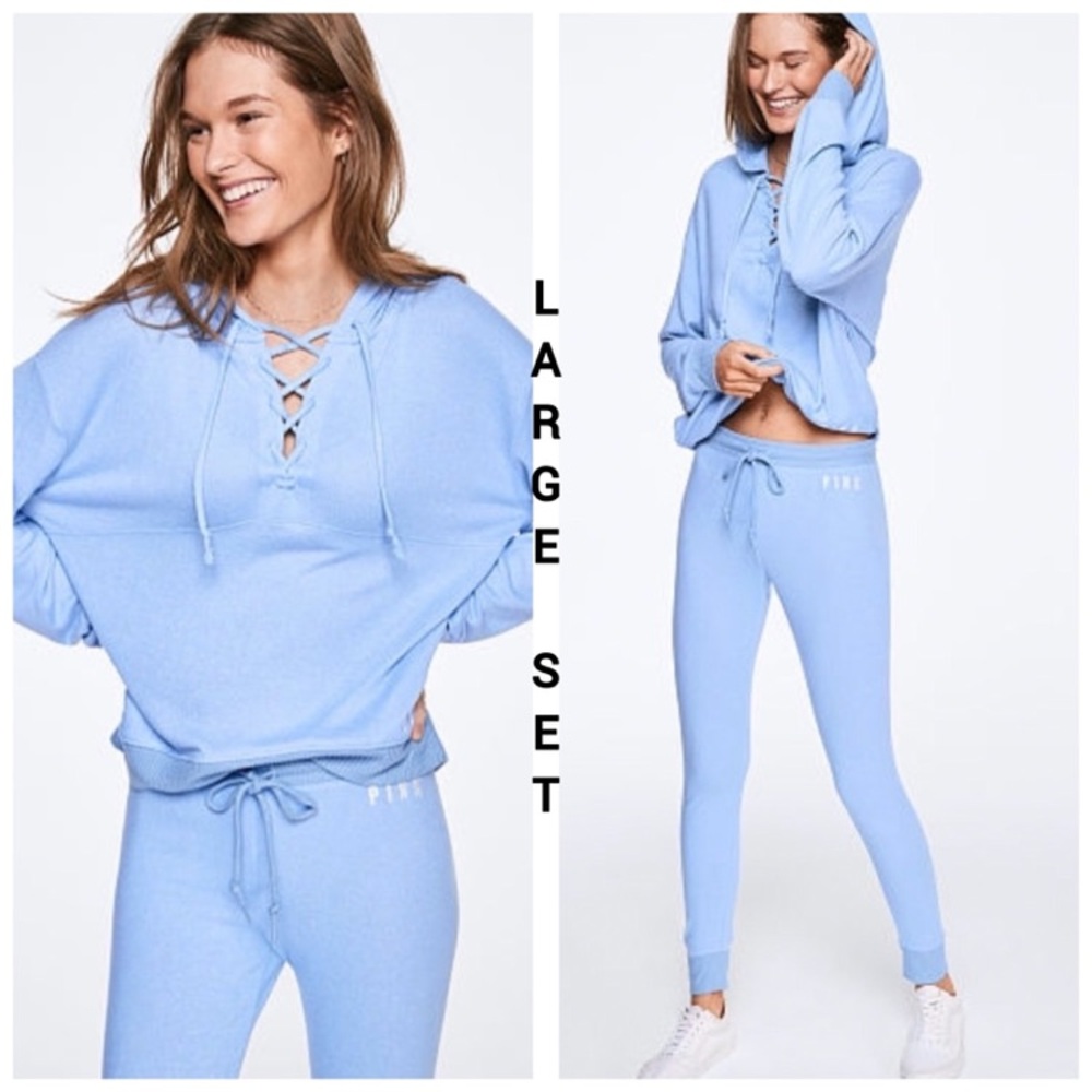 NWT VS PINK LARGE SLATE BLUE SOFT & COZY SET
